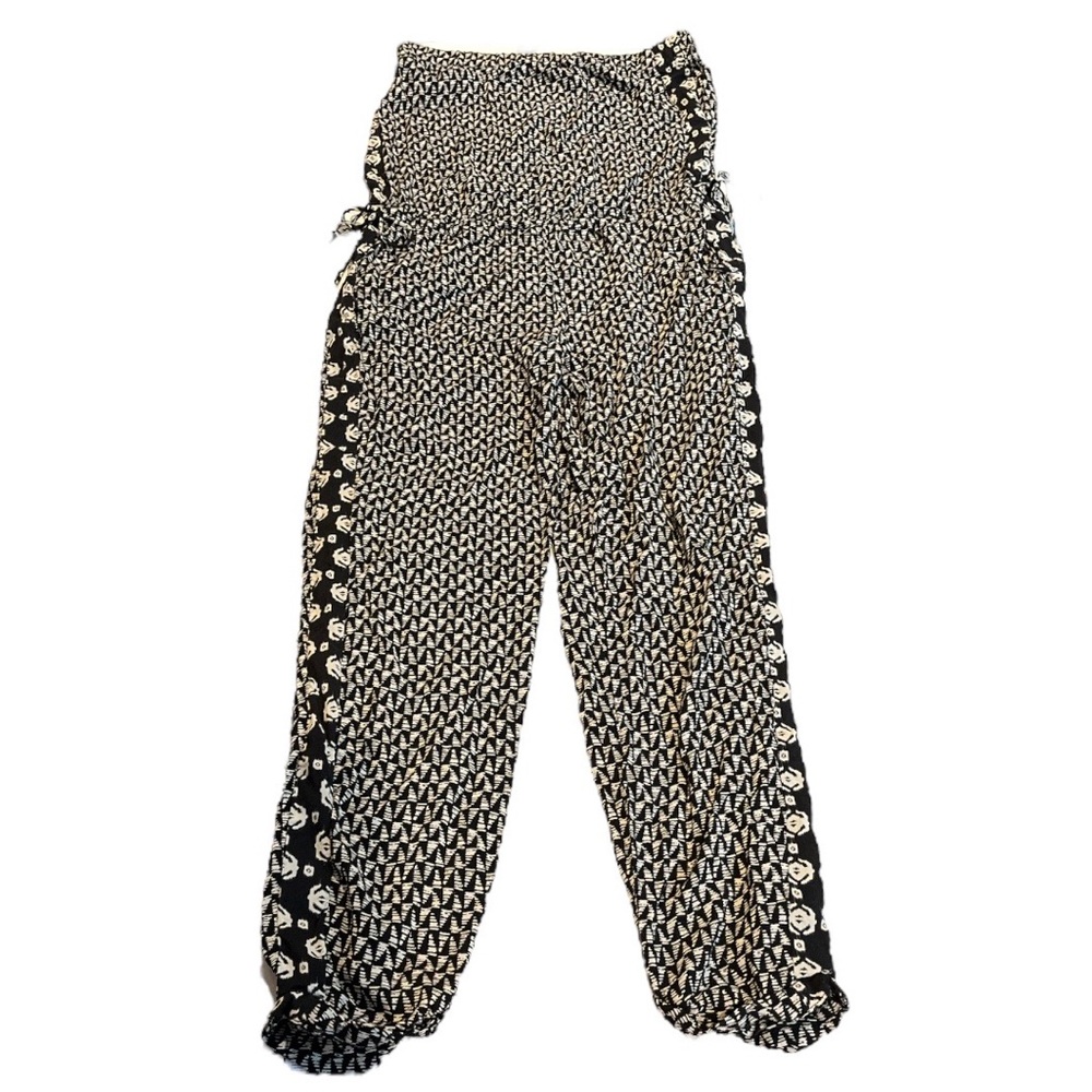 Zara Patterned Sleeveless Jumpsuit Black Off White Size Small